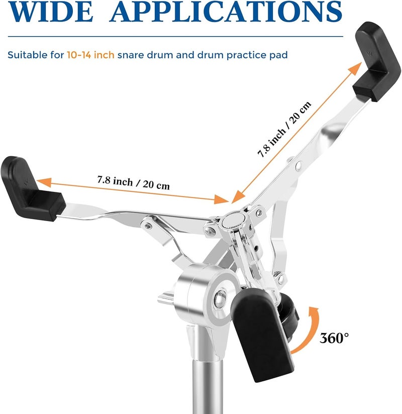 ROWell Snare Drum Stand for 10-14 Drums & Practice Pads,Heavy-Duty 28mm Pipe, Adjustable Height 23.8inch - Perfect for Beginner Drummers - Image 2
